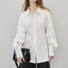 Cotton Long Sleeve Button Up Casual Office Blouse blouse-250126