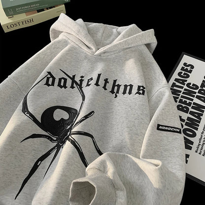 Vintage Hip Hop Stylish Spider Pattern Hoodie
