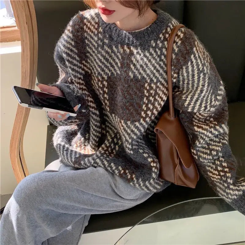 High Street Casual Printing Round Neck Sweater