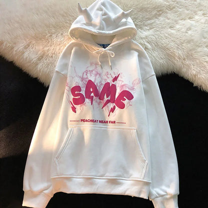 Vintage Aesthetic Oversized Y2K Letter Print Hoodie