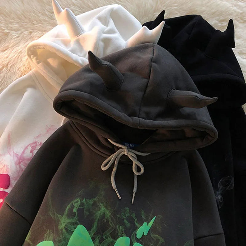 Vintage Aesthetic Oversized Y2K Letter Print Hoodie