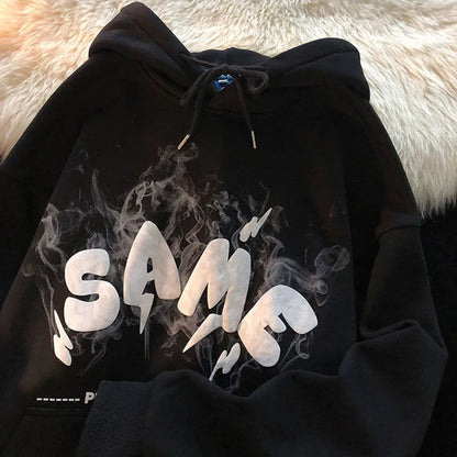 Vintage Aesthetic Oversized Y2K Letter Print Hoodie