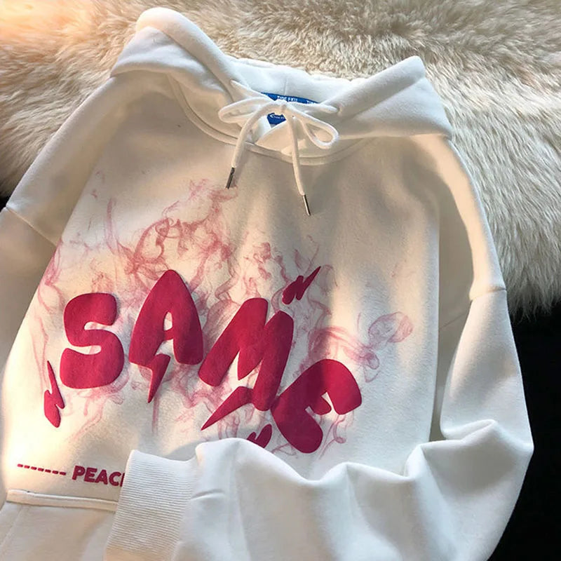Vintage Aesthetic Oversized Y2K Letter Print Hoodie