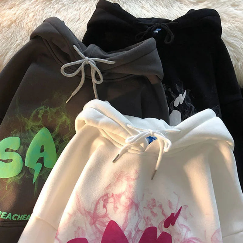 Vintage Aesthetic Oversized Y2K Letter Print Hoodie