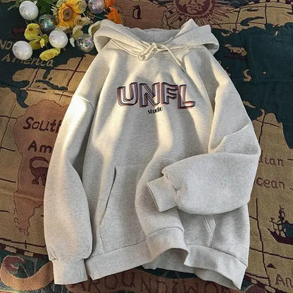Thickened Vintage Casual Orange Long Sleeve Hoodie