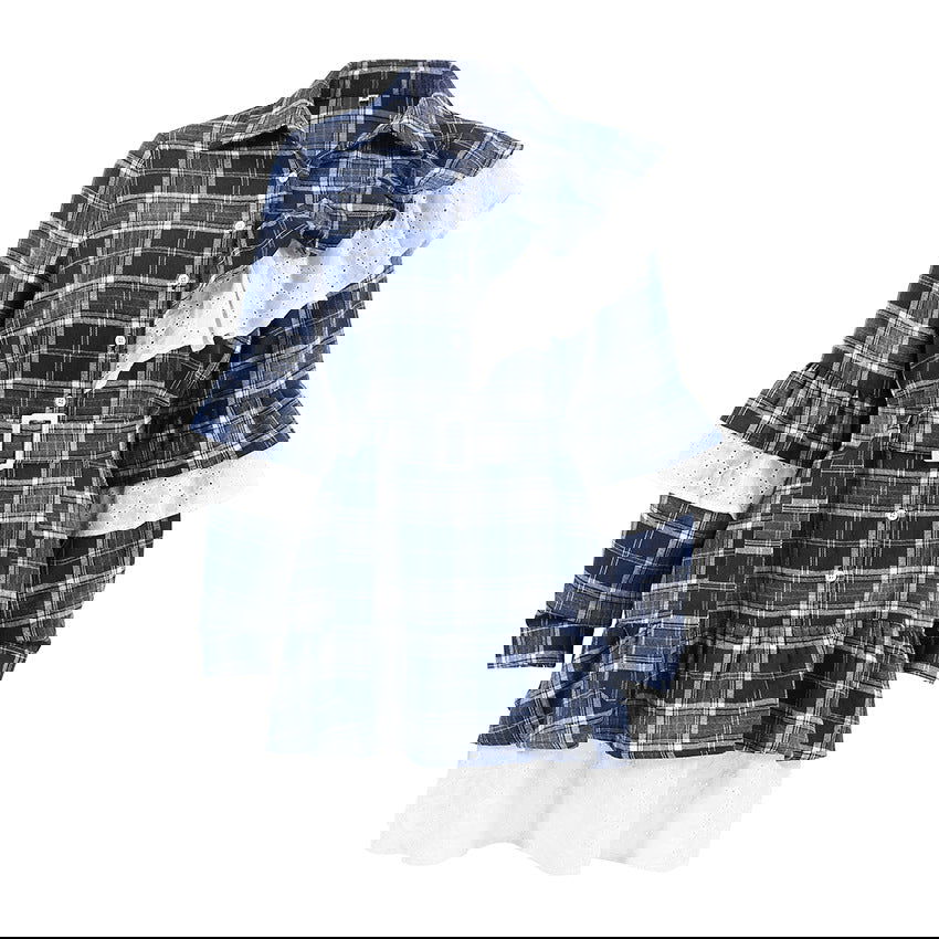 Classic Retro Cool Contrast Color Irregular Asymmetric Ruffled Plaid Long Sleeve Dress High Grade Short for