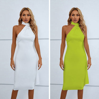 Dress Backless Skinny Sheath Scarf Dress Midi Dress for Girls