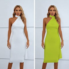 Dress Backless Skinny Sheath Scarf Dress Midi Dress for Girls