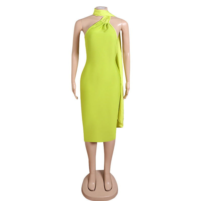 Dress Backless Skinny Sheath Scarf Dress Midi Dress for Girls