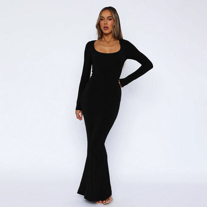 Office Slim Basic Round Neck Long Sleeved