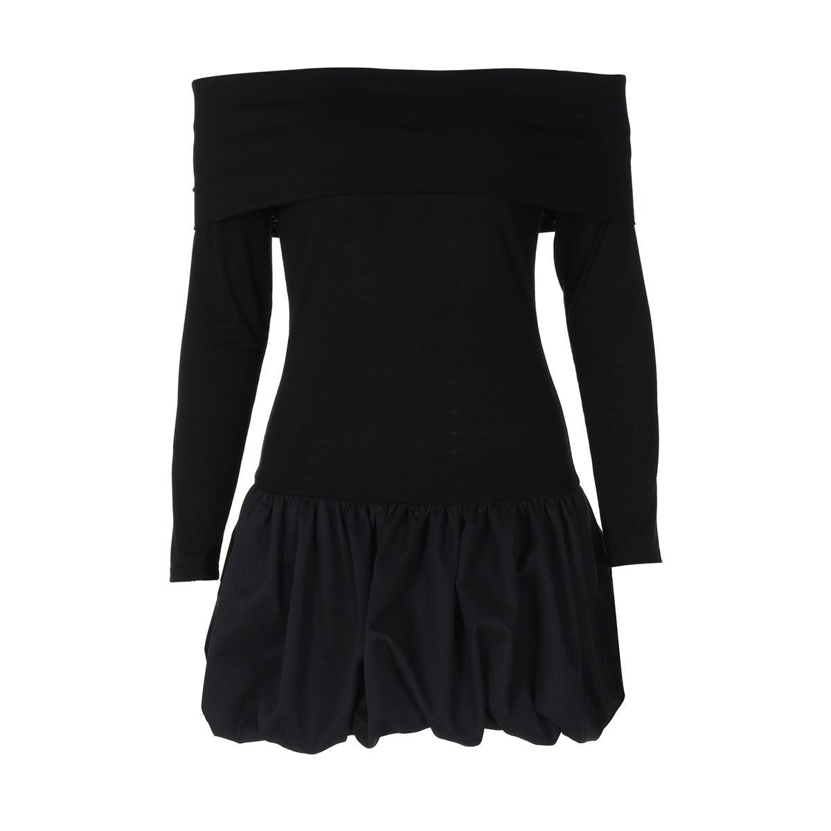 Retro Gracefuloff Shoulder Long Sleeve off the Shoulder Stitching Short Tulle Tutu