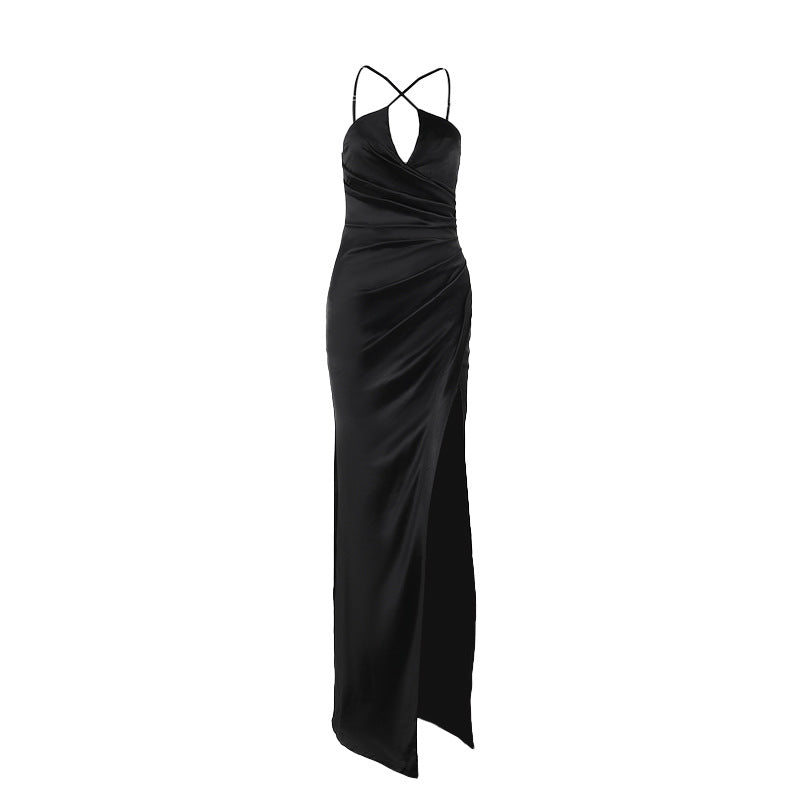 Socialite Cross Halterneck Camisole Gown Split Maxi