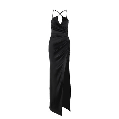 Socialite Cross Halterneck Camisole Gown Split Maxi