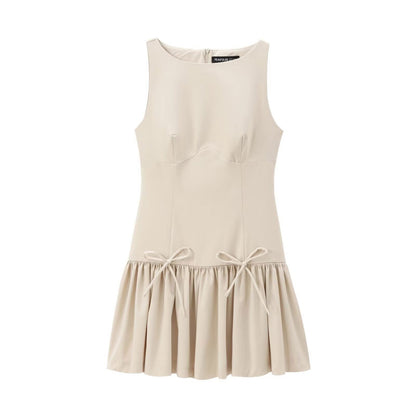 round Neck Sleeveless Bow