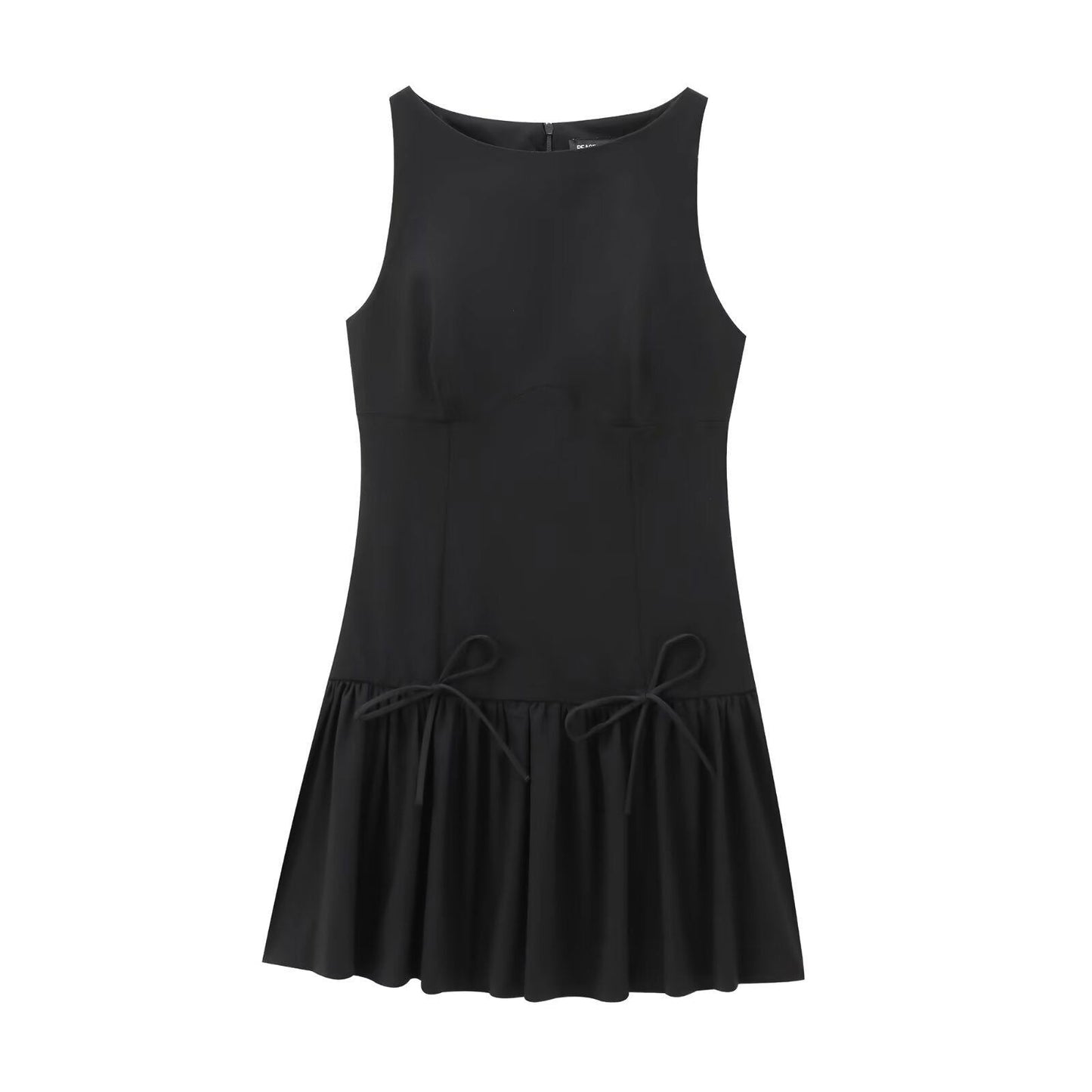round Neck Sleeveless Bow