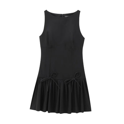 round Neck Sleeveless Bow