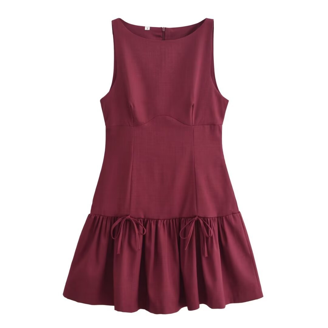 round Neck Sleeveless Bow