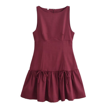 round Neck Sleeveless Bow