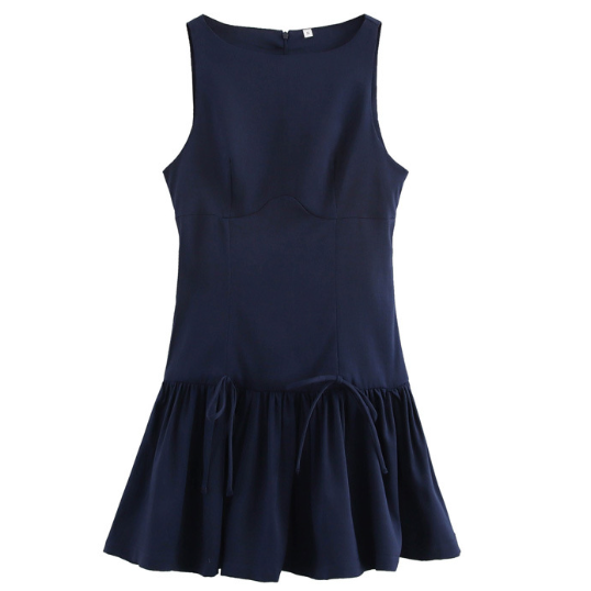 round Neck Sleeveless Bow
