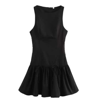 round Neck Sleeveless Bow