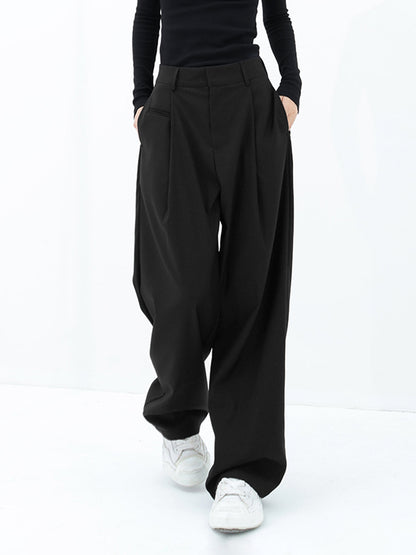 Basic Baggy Wide Trendy Leg Dress Pants Black / Xs