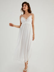 Aegean Guipure Lace Trendy Open Back Long Dress Dresses