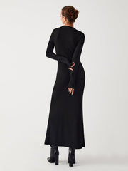 Diagonal Keyhole Long Trendy Sleeve Dress Dresses