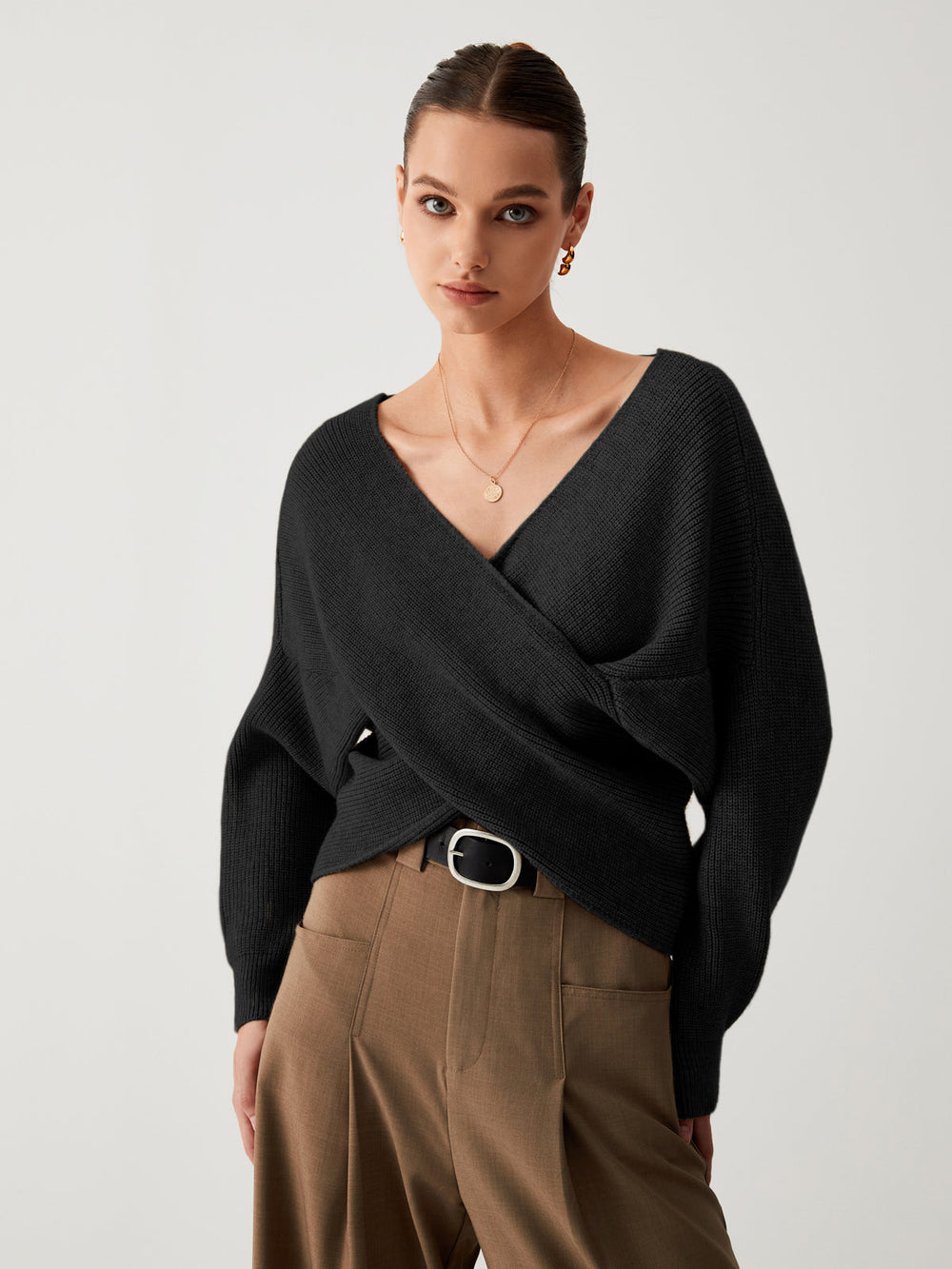 Cross My Heart Trendy Oversized Crop Sweater Black / XS Sweaters L