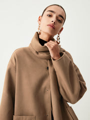 Double Pockets Cotton Blend Modern Jacket With Matching Scarf Jackets