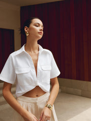 Cotton & Graceful Linen Cropped Shirt White / Xs Shirts