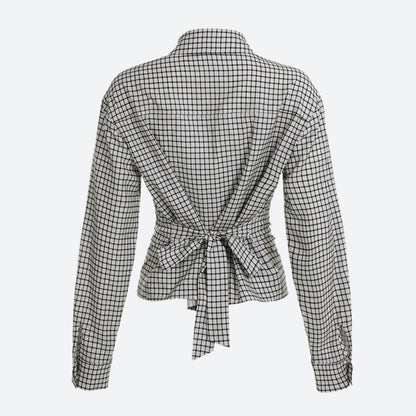 Back Tie Plaid Shirt