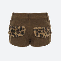 Baddie Leopard Corduroy Shorts