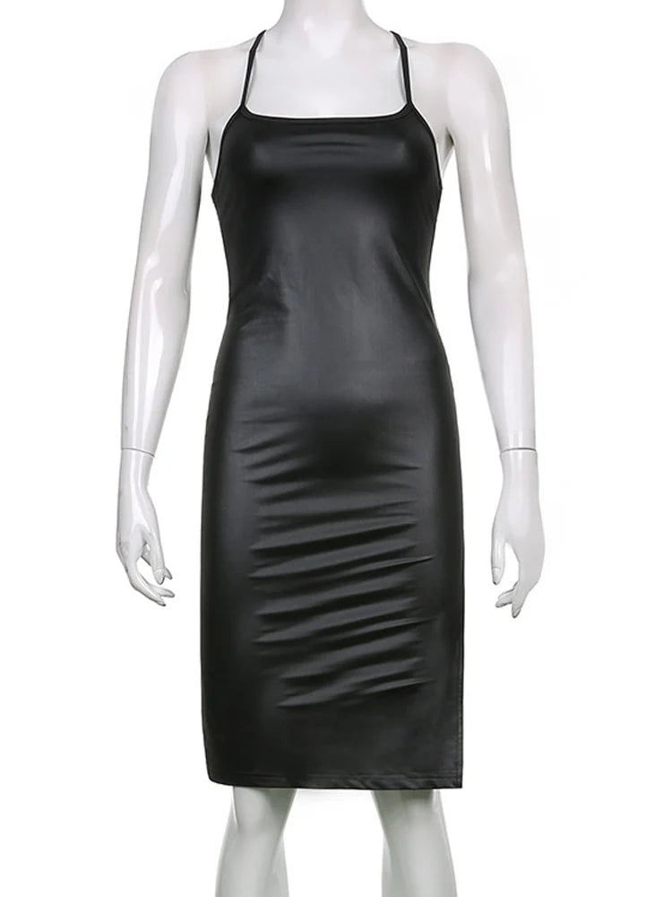 Julia Fashion - Split Party Clubwear Slash Neck Sleeveless Mini Dress