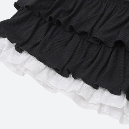 Black Coquette Mini Skirt