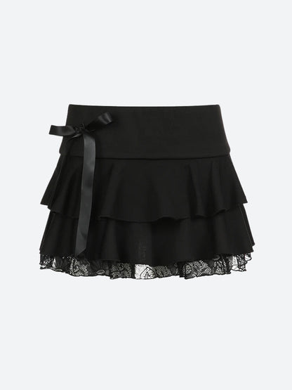 Black Coquette Mini Skirt