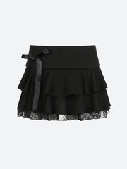 Black Coquette Mini Skirt