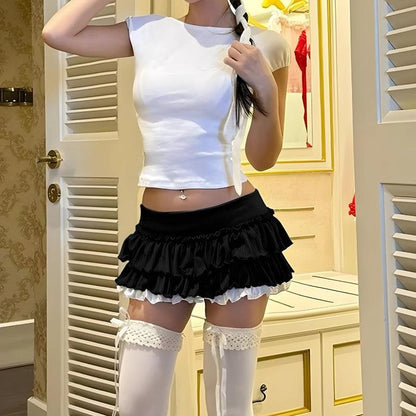 Black Coquette Mini Skirt