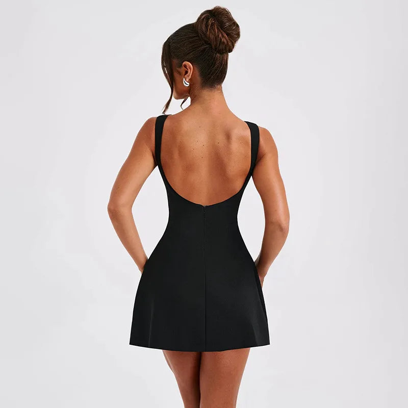 Julia Fashion - Black Backless Evening Party Elegant Sexy Bodycon Mini Dress