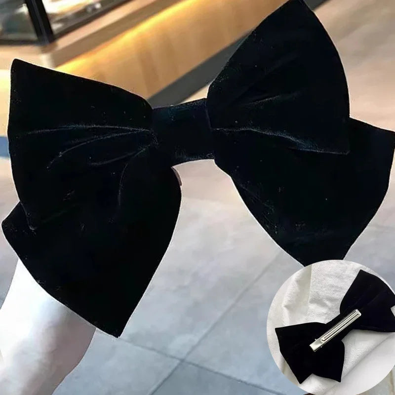 Red Velvet Elegant Fashion Ponytail Christmas Hair Accessory Black Accessories-L