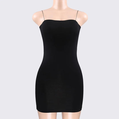 Julia Fashion - Black Sexy Spaghetti Strap High Waist Club Mini Dress