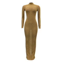 JuliaFashion - Bodycon Maxi Women Wedding Evening Elegant Fancy Long Gown Transparent Hollow Out Sexy Slim Fit Evening Party Club Dress