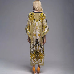 Floral Print Loose Kimono Boho Beach Cover up bohocoverup-250126