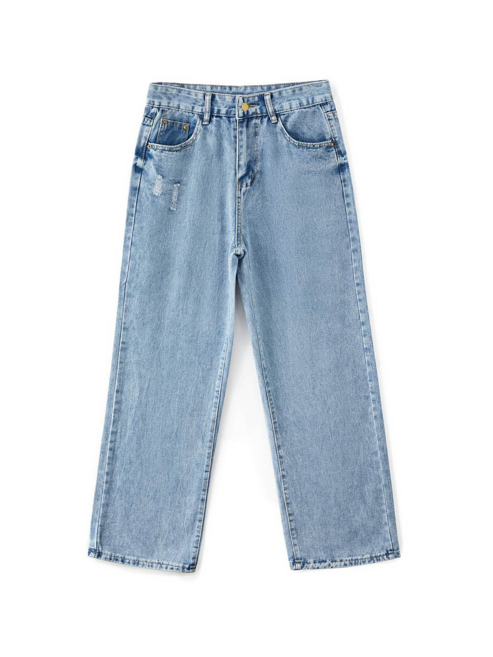 Basic Wash Straight Leg Boyfriend Jeans Boyfriend Jeans