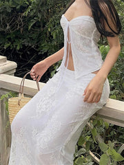 JuliaFashion - Off Shoulder Lace Corsets Strapless Tube Tops Suits