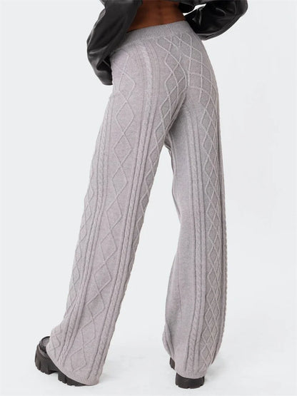 JuliaFashion - Fashion Knitted Ruched Elegant Elastic Low Waist Long Pants