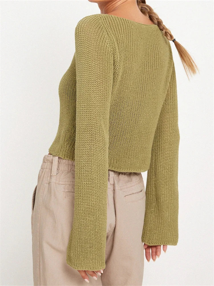 JuliaFashion - Knitted Long Sleeve Front Buttons Up O-neck Spring Fall Loose Casual Solid Cardigan Sweater