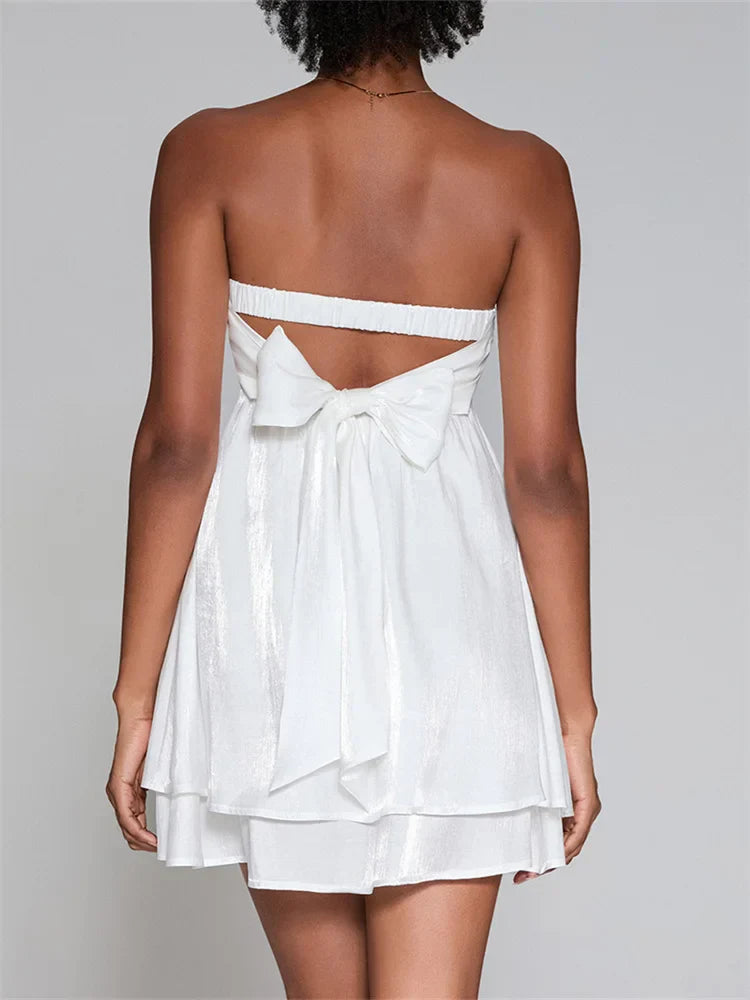 Solid Strapless High-Waist Mini Dress minidress-250223