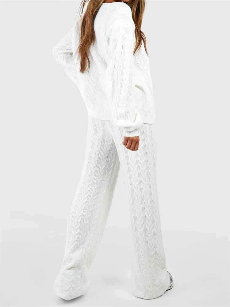 JuliaFashion - Casual Sweaters Tops Wide Leg Pants Loungewear Suits