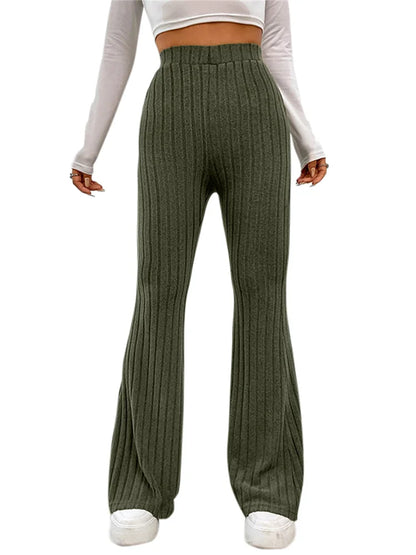 JuliaFashion - High Waist Casual Knitted High Waist Bell Bottoms Pants