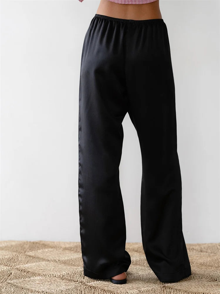 Solid Color Lounge Elastic Waist Pull-On Pant pant-250223